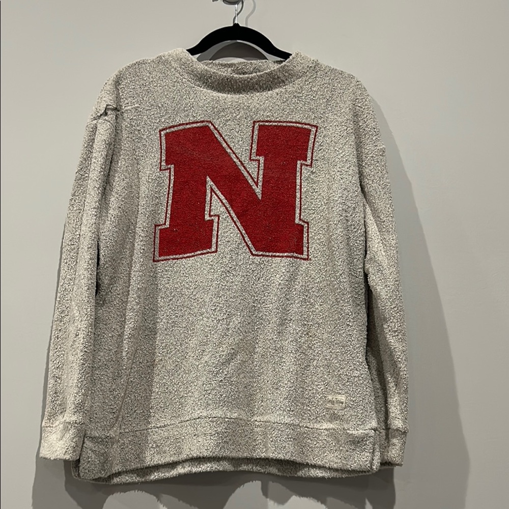 Gray Sweater with Red Nebraska Husker N